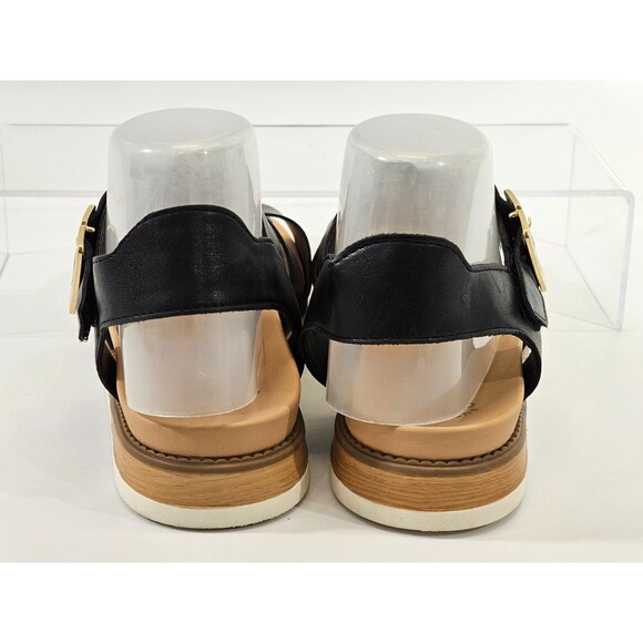 MW Women's 8 Dr. Scholl's Island Glow Sandal Black Faux Leather Strappy Shoes - Picture 5 of 9